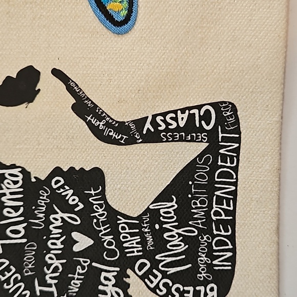 Hand Crafted makeup bag Canvas Pencil case Iron applique Handmade Travel purse - Picture 15 of 17